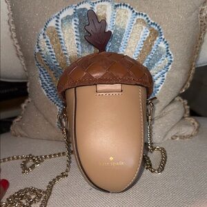 kate spade tan and brown acorn cardholder crossbody